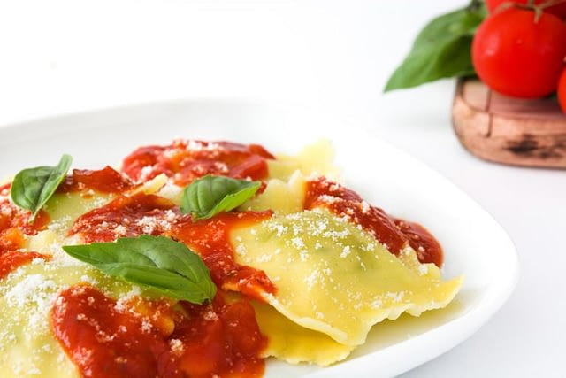 Fresh ravioli pasta with house made sauce